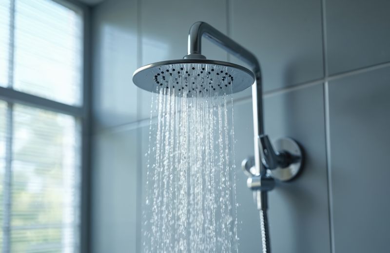 Rainfall Showerhead in Contemporary Bathroom